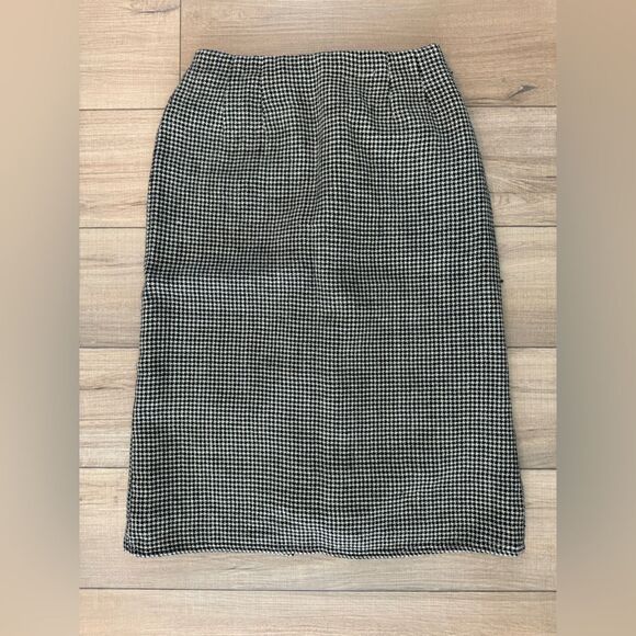 Harve Benard Sports Wool Gingham Skirt 12 Houndstooth women’s pencil vintage - Picture 2 of 4